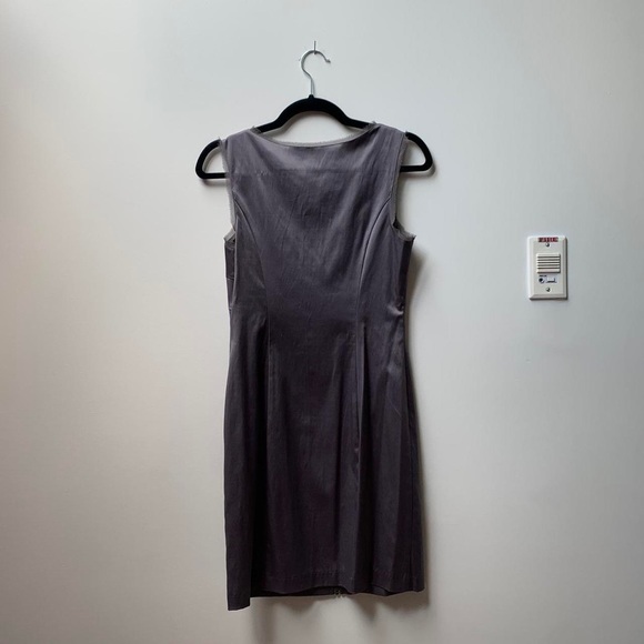 Kensie Grey Sleeveless Pencil Dress with Zip V-Neck - Picture 3 of 3